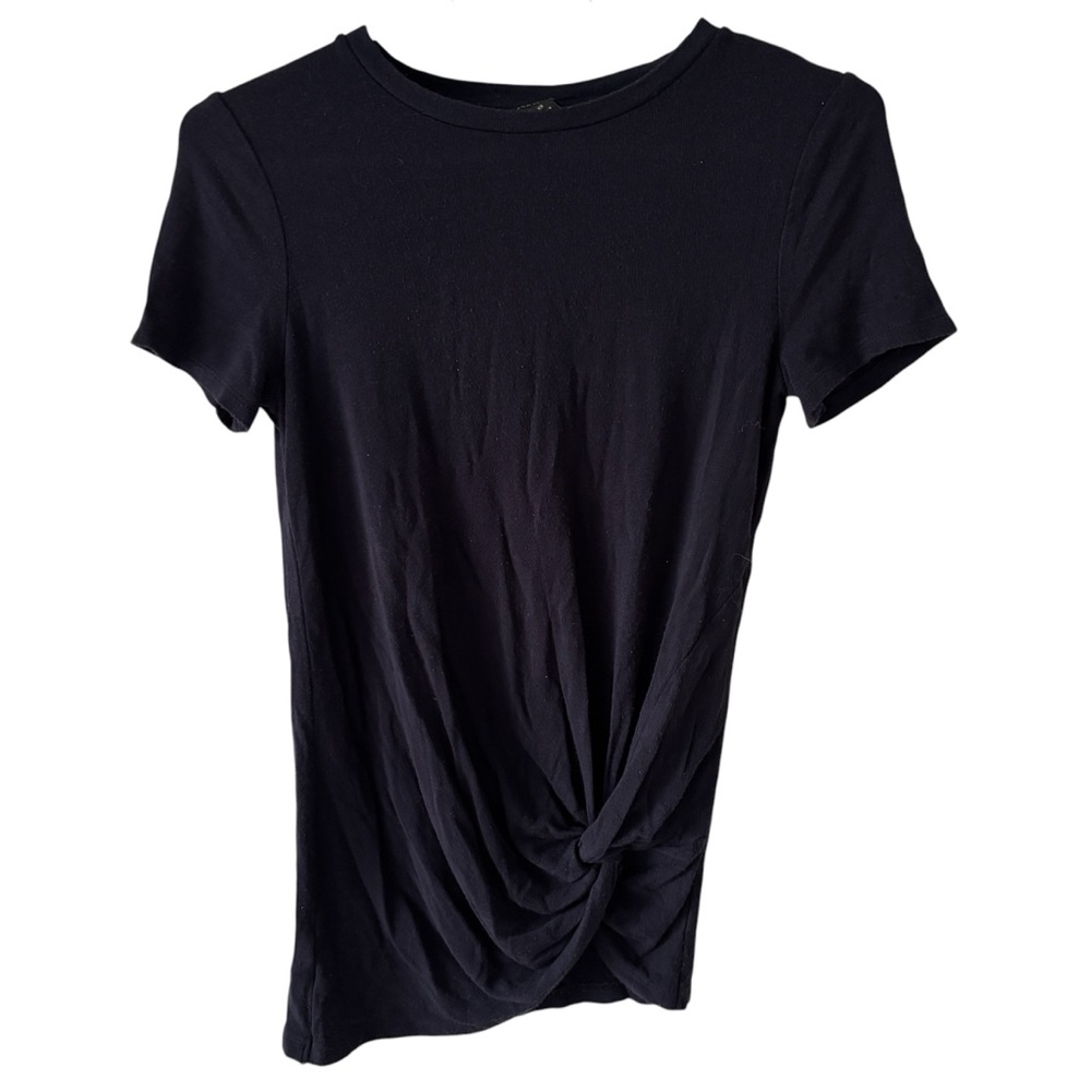 2/$10 Ann Taylor Navy blue Twist-Front Tee minimalist chic casual work - Size xs
